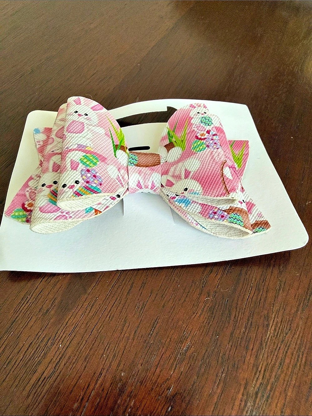 Girls Pink & Green Animal Print Hair Bow